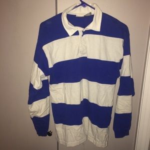 Basic Editions LS polo blue/white Small